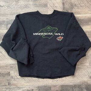 Vintage 90s Minnesota Wild Embroidered Crewneck Cropped Sweatshirt